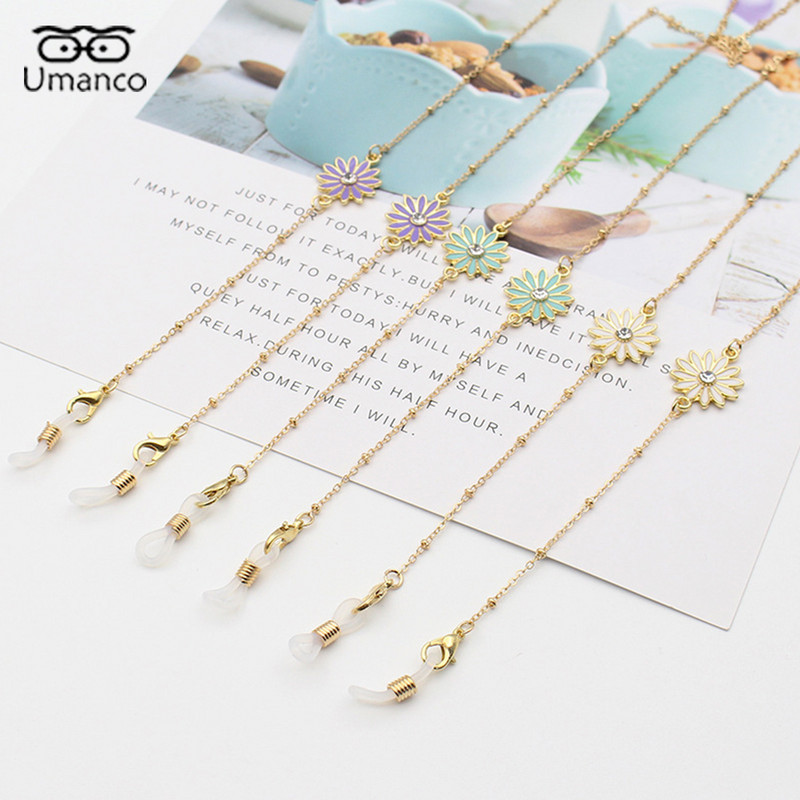 Auksinė metalinė kaukė akinių grandinėlė moterims su alyvos lašeliu Dassiy pakabukas INS saulės akinių grandinėlė kabantis papuošalų priedai