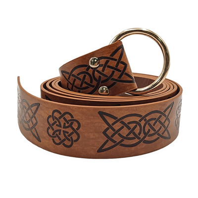 Retro bőr öv középkori dombornyomott Viking Vegvisir PU bőr O gyűrűs öv reneszánsz lovagcsat öv bőr