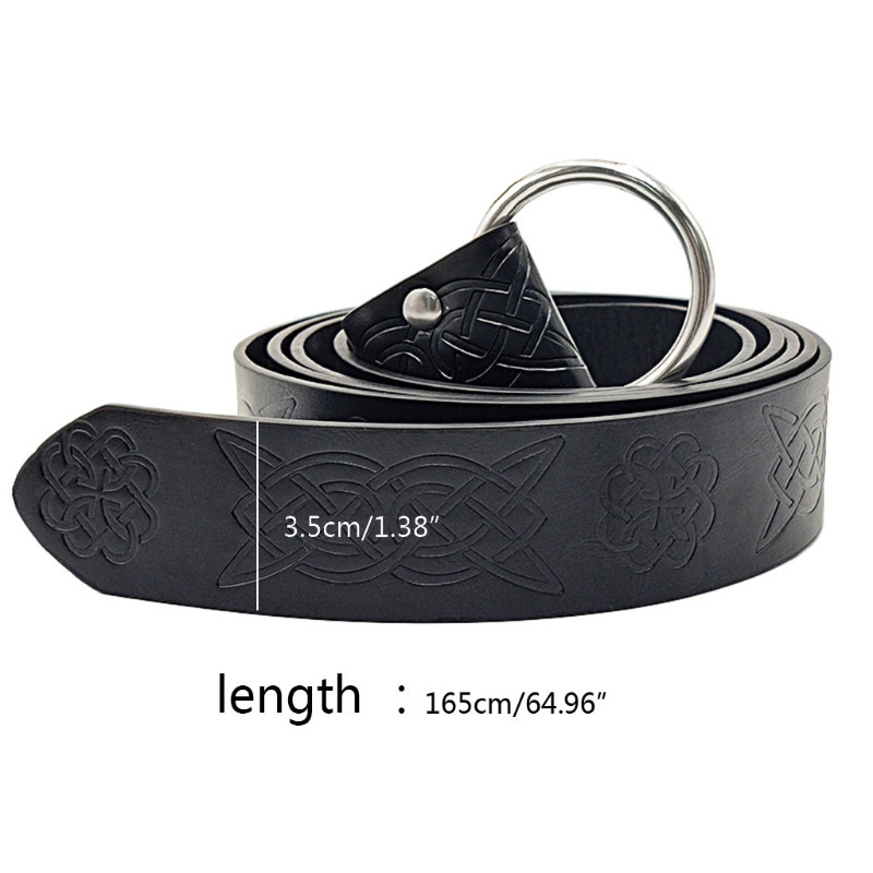Retro bőr öv középkori dombornyomott Viking Vegvisir PU bőr O gyűrűs öv reneszánsz lovagcsat öv bőr