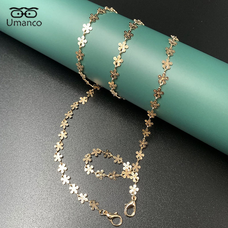 2021. Vogue Zlatni lančići za naočale za žene Šuplje srce Cicle Plum Flower Beauty Mask Sunčane naočale Traka za naočale Poklon zabava