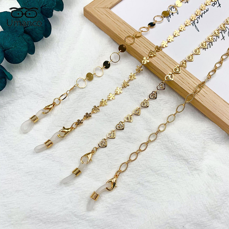 2021. Vogue Zlatni lančići za naočale za žene Šuplje srce Cicle Plum Flower Beauty Mask Sunčane naočale Traka za naočale Poklon zabava