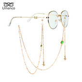 Lanț elegant de ochelari de soare pentru femei pandantiv cu stele de cristal de smarald Lanțuri de ochelari anti-alunecare șnur auriu pentru gâtul pentru ochelari.