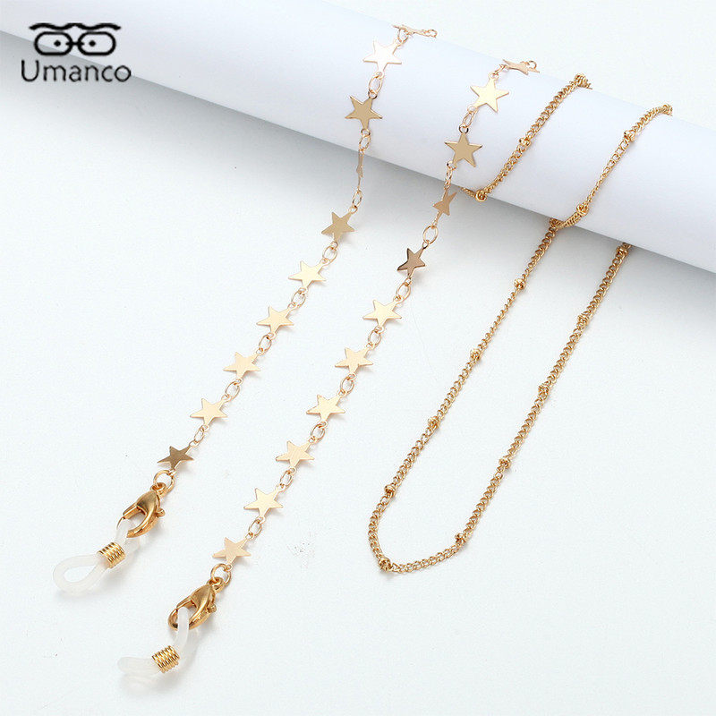 Trendovski zlatni lanac sunčanih naočala za žene Mjesečeva zvijezda Biserni privjesak Maska Naočale Lanci Anti-Drop Lanyard Ogrlica Naočale Nakit