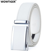 WOWTIGER Mens Fashion automata csat bőr luxus férfi cinturones hombre fehér férfi Övötvözet csat Férfi övek