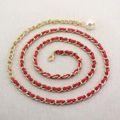 Individualni karakter RHINESTONE UMETNUTI BISERNI lanac oko struka Proljetna i ljetna skupljena haljina UKRAS PRIMA pojas oko struka remen