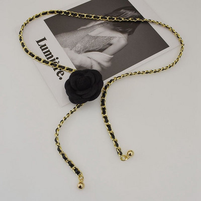 Lanac oko struka Camellia Vintage temperament Mali mirisni stil Metalni kožni lančani pojasevi za žene Biserni pojasevi oko struka