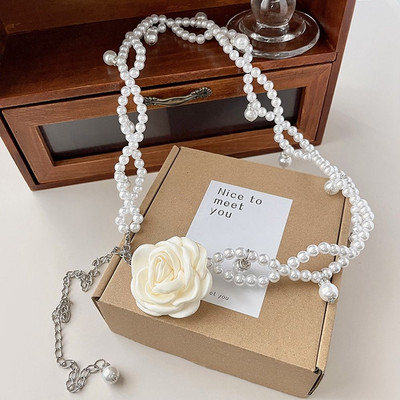 Lanac oko struka Camellia Vintage temperament Mali mirisni stil Metalni kožni lančani pojasevi za žene Biserni pojasevi oko struka