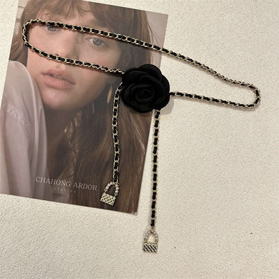 Lanac oko struka Camellia Vintage temperament Mali mirisni stil Metalni kožni lančani pojasevi za žene Biserni pojasevi oko struka