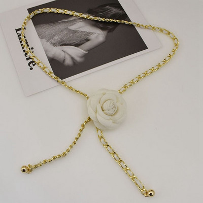 Lanac oko struka Camellia Vintage temperament Mali mirisni stil Metalni kožni lančani pojasevi za žene Biserni pojasevi oko struka