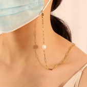 Barokna biserna maska od nehrđajućeg čelika Lanac uzica Držač za naočale Lanci zlatne boje Kabel za sunčane naočale Ženski remen oko vrata Uže Poklon