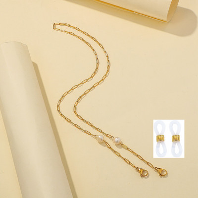 Barokna biserna maska od nehrđajućeg čelika Lanac uzica Držač za naočale Lanci zlatne boje Kabel za sunčane naočale Ženski remen oko vrata Uže Poklon