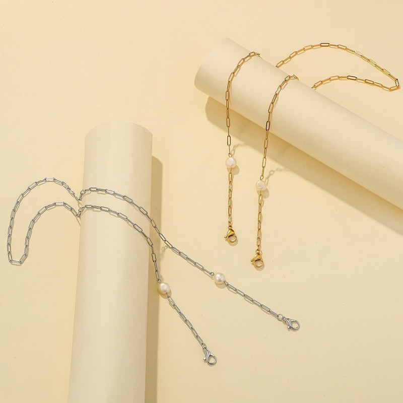 Barokna biserna maska od nehrđajućeg čelika Lanac uzica Držač za naočale Lanci zlatne boje Kabel za sunčane naočale Ženski remen oko vrata Uže Poklon