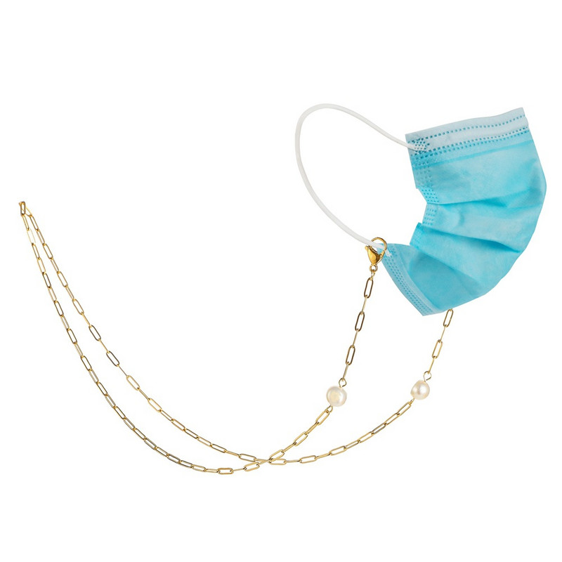 Barokna biserna maska od nehrđajućeg čelika Lanac uzica Držač za naočale Lanci zlatne boje Kabel za sunčane naočale Ženski remen oko vrata Uže Poklon