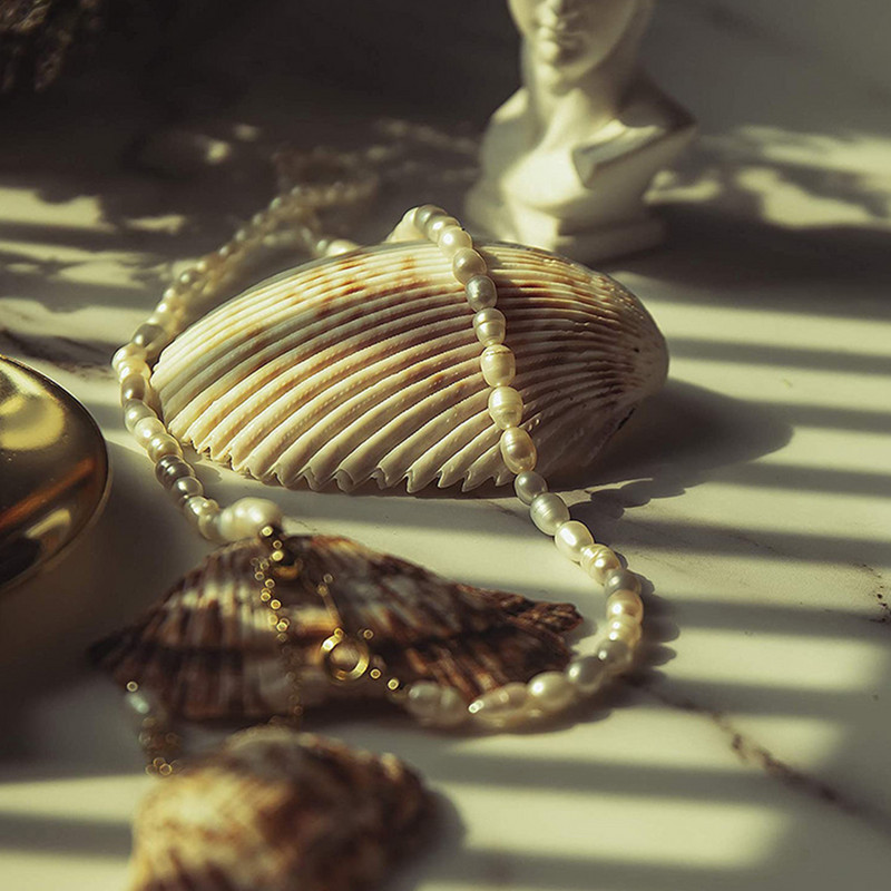 Biserna ogrlica Barokna biserna ogrlica Ogrlica s ogrlicom za žene Zmijski lanac Kubanska karika kuglasti lanac s perlama Prirodna slatkovodna