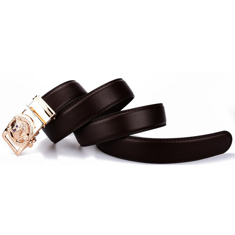 Curea de lup din piele naturală pentru bărbați Curea din aliaj cu stras policromat cu cataramă automată negru Brand de lux plus size Ceinture Homme