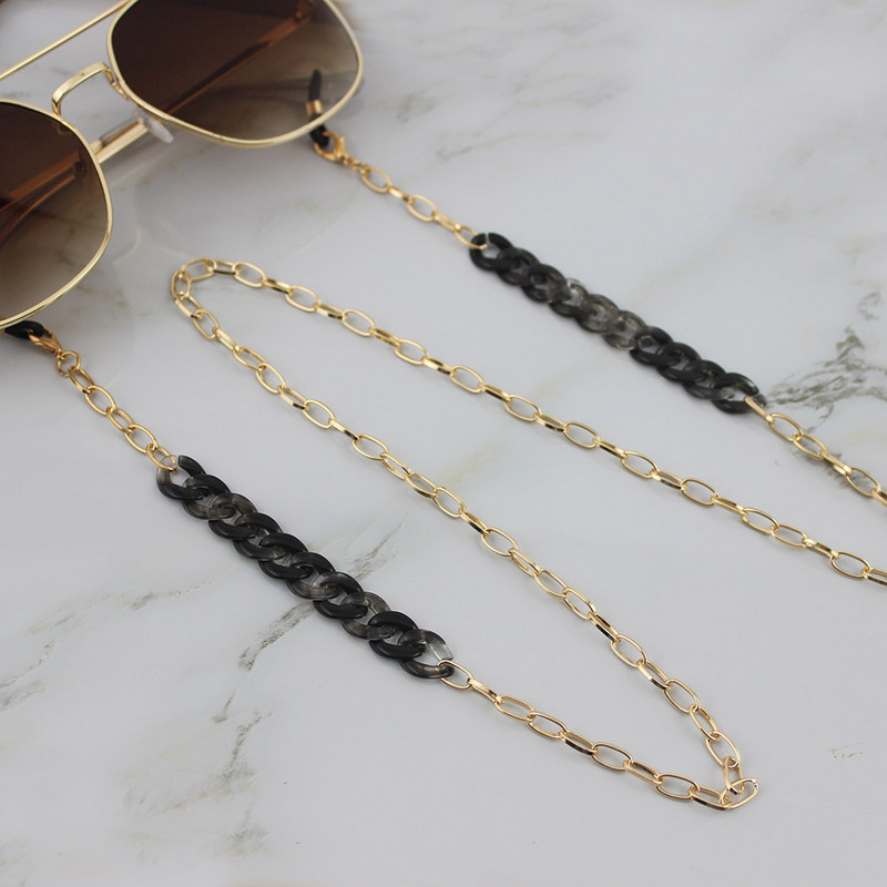 Bun acrilic Lanț auriu pentru ochelari de soare Lanțuri pentru ochelari de vedere aurii Lanțuri pentru ochelari de soare Suport cablu Gât unic Colier ochelari