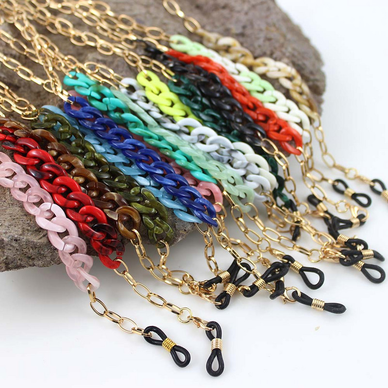 Bun acrilic Lanț auriu pentru ochelari de soare Lanțuri pentru ochelari de vedere aurii Lanțuri pentru ochelari de soare Suport cablu Gât unic Colier ochelari