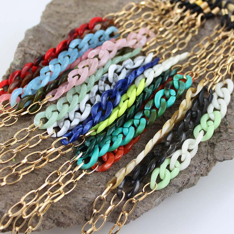 Bun acrilic Lanț auriu pentru ochelari de soare Lanțuri pentru ochelari de vedere aurii Lanțuri pentru ochelari de soare Suport cablu Gât unic Colier ochelari