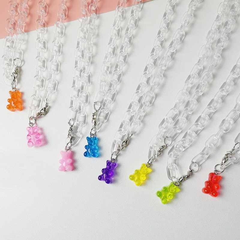 Japan i Južna Koreja, prozirni lanac s medvjedom u boji slatkiša, lanac s maskom, lanac s uzicom i naočalama