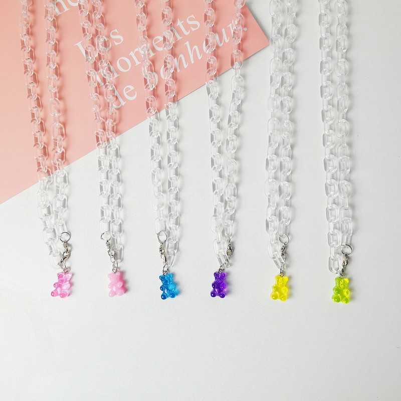 Japan i Južna Koreja, prozirni lanac s medvjedom u boji slatkiša, lanac s maskom, lanac s uzicom i naočalama