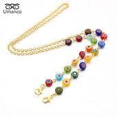 Lanțuri pentru ochelari de mască pentru femei, mărgele rotunde colorate, pandantiv, lanț pentru ochelari de soare, șnur anti-cădere, colier, ochelari de vedere, bijuterii.