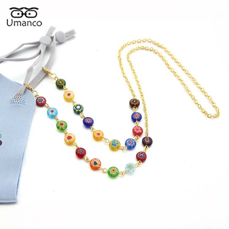 Lanțuri pentru ochelari de mască pentru femei, mărgele rotunde colorate, pandantiv, lanț pentru ochelari de soare, șnur anti-cădere, colier, ochelari de vedere, bijuterii.