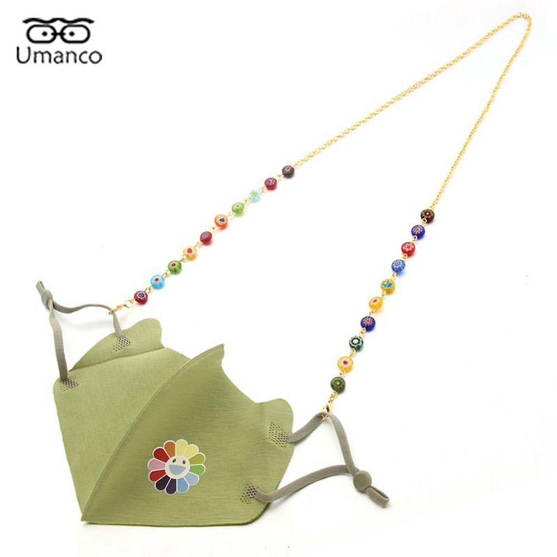 Lanțuri pentru ochelari de mască pentru femei, mărgele rotunde colorate, pandantiv, lanț pentru ochelari de soare, șnur anti-cădere, colier, ochelari de vedere, bijuterii.