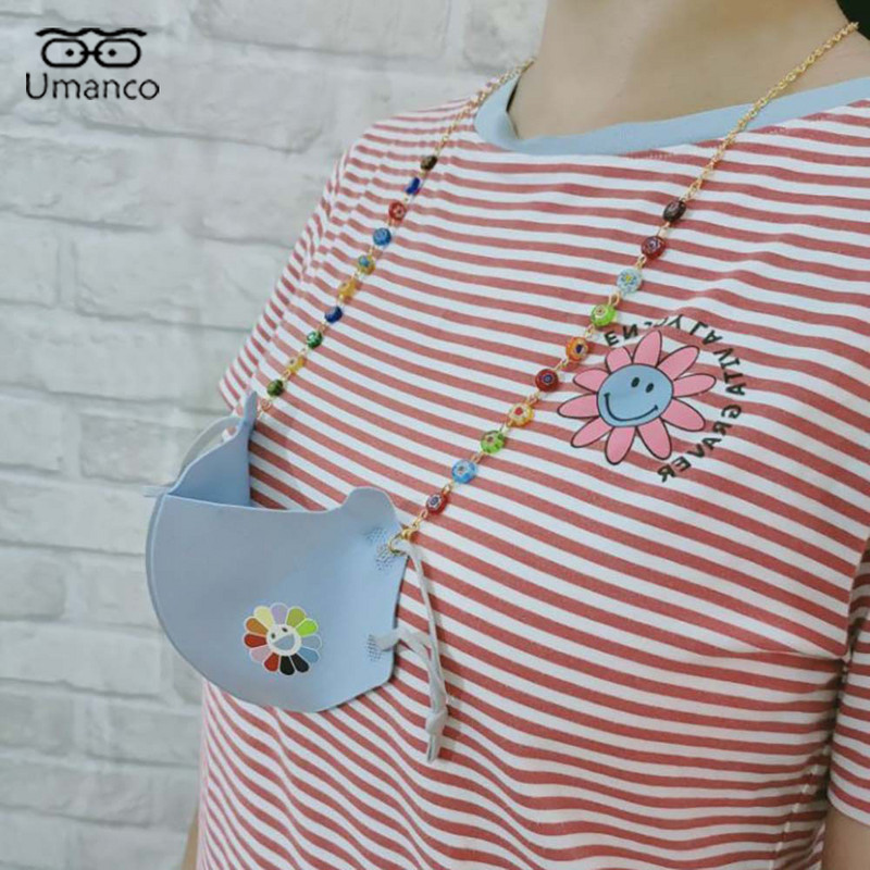 Lanțuri pentru ochelari de mască pentru femei, mărgele rotunde colorate, pandantiv, lanț pentru ochelari de soare, șnur anti-cădere, colier, ochelari de vedere, bijuterii.