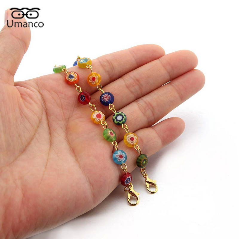 Lanțuri pentru ochelari de mască pentru femei, mărgele rotunde colorate, pandantiv, lanț pentru ochelari de soare, șnur anti-cădere, colier, ochelari de vedere, bijuterii.