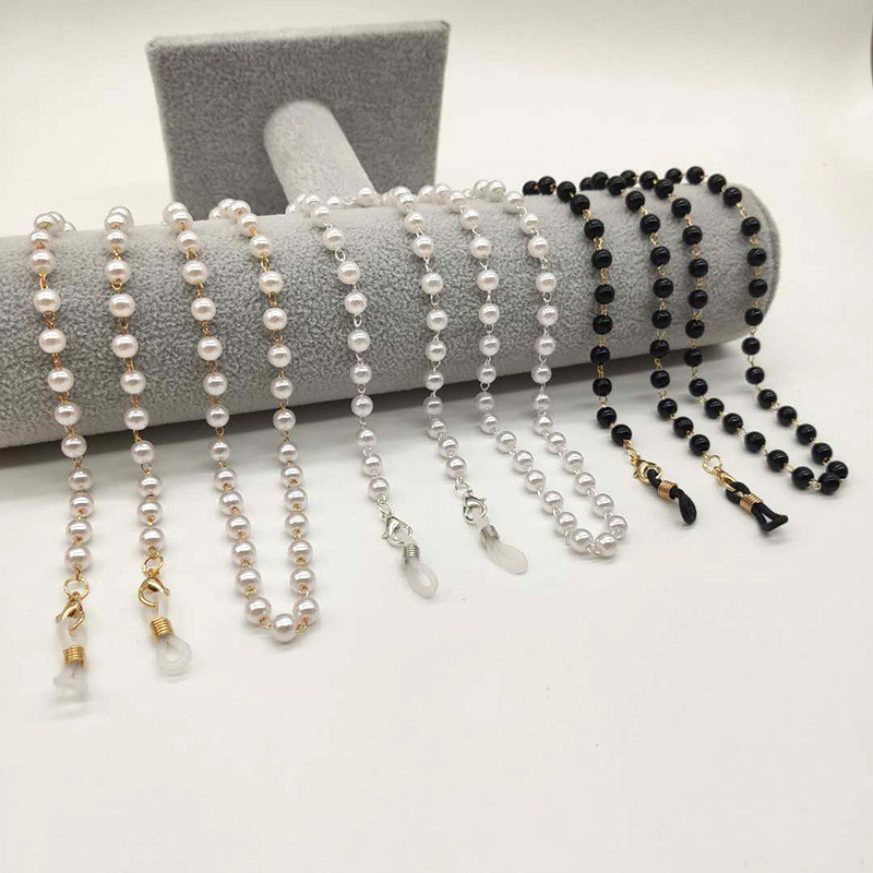 Crno-bijeli biserni lanac za oko Ženska korejska verzija Temperamentna maska Lanac Naočale Lanac maska Dodaci