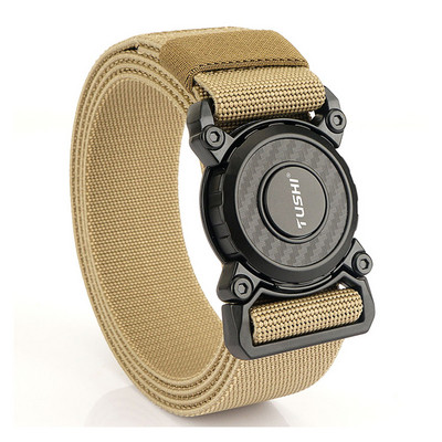 VATLTY Novi muški rastezljivi pojas od legure cinka s rotirajućom QR kopčom Vojni taktički pojas, elastični muški pojas, bez vojnih dodataka