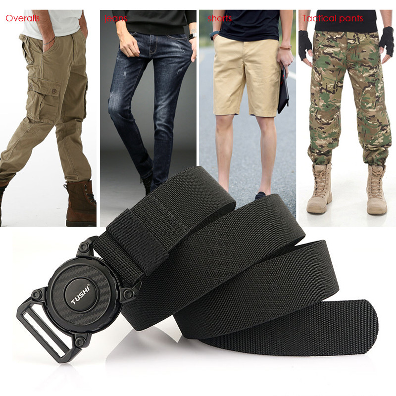 VATLTY Novi muški rastezljivi pojas od legure cinka s rotirajućom QR kopčom Vojni taktički pojas, elastični muški pojas, bez vojnih dodataka