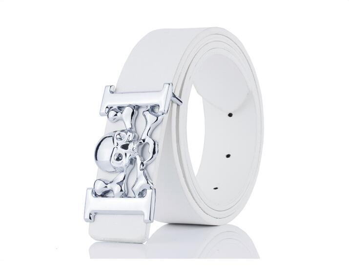 Skull Head Men Jeans Remeni H Ghost Head Trousers Belt Harajuku Designer Belt Punk kožni cinto masculino ceinture homme 110 cm