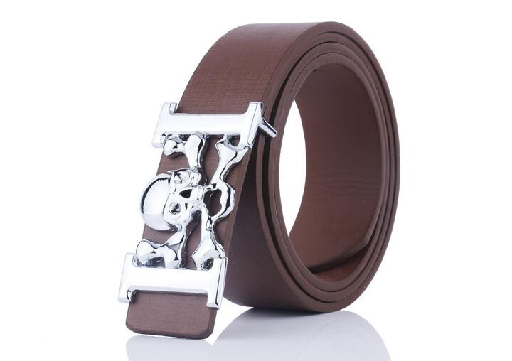 Skull Head Men Jeans Remeni H Ghost Head Trousers Belt Harajuku Designer Belt Punk kožni cinto masculino ceinture homme 110 cm