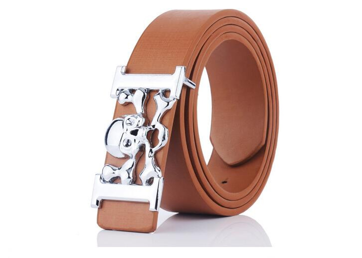 Skull Head Men Jeans Remeni H Ghost Head Trousers Belt Harajuku Designer Belt Punk kožni cinto masculino ceinture homme 110 cm