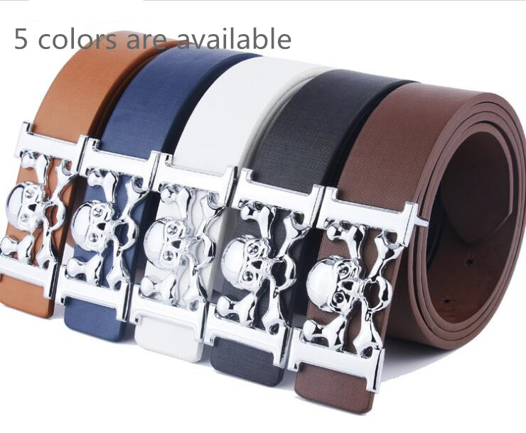 Skull Head Men Jeans Remeni H Ghost Head Trousers Belt Harajuku Designer Belt Punk kožni cinto masculino ceinture homme 110 cm