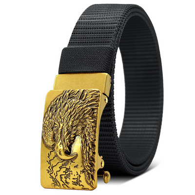 35 mm muški višenamjenski platneni najlonski remen Emblem orla za golf, prozračni, radni zmajevi remeni, automatska kopča 130 cm