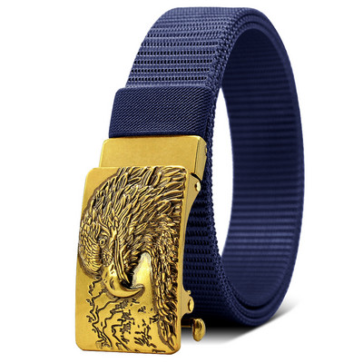 35 mm muški višenamjenski platneni najlonski remen Emblem orla za golf, prozračni, radni zmajevi remeni, automatska kopča 130 cm