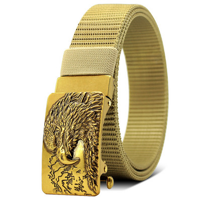 35 mm muški višenamjenski platneni najlonski remen Emblem orla za golf, prozračni, radni zmajevi remeni, automatska kopča 130 cm