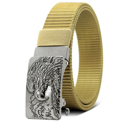 35 mm muški višenamjenski platneni najlonski remen Emblem orla za golf, prozračni, radni zmajevi remeni, automatska kopča 130 cm