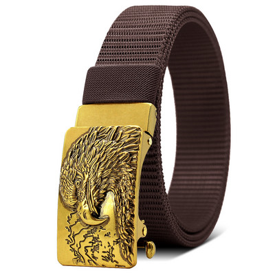 35 mm muški višenamjenski platneni najlonski remen Emblem orla za golf, prozračni, radni zmajevi remeni, automatska kopča 130 cm