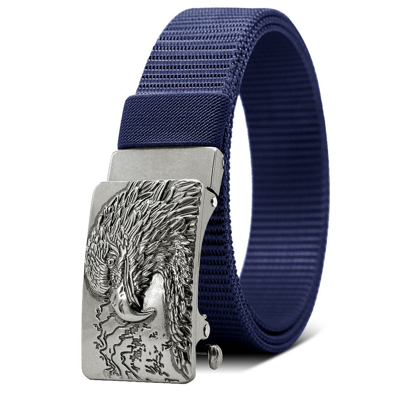 35 mm muški višenamjenski platneni najlonski remen Emblem orla za golf, prozračni, radni zmajevi remeni, automatska kopča 130 cm