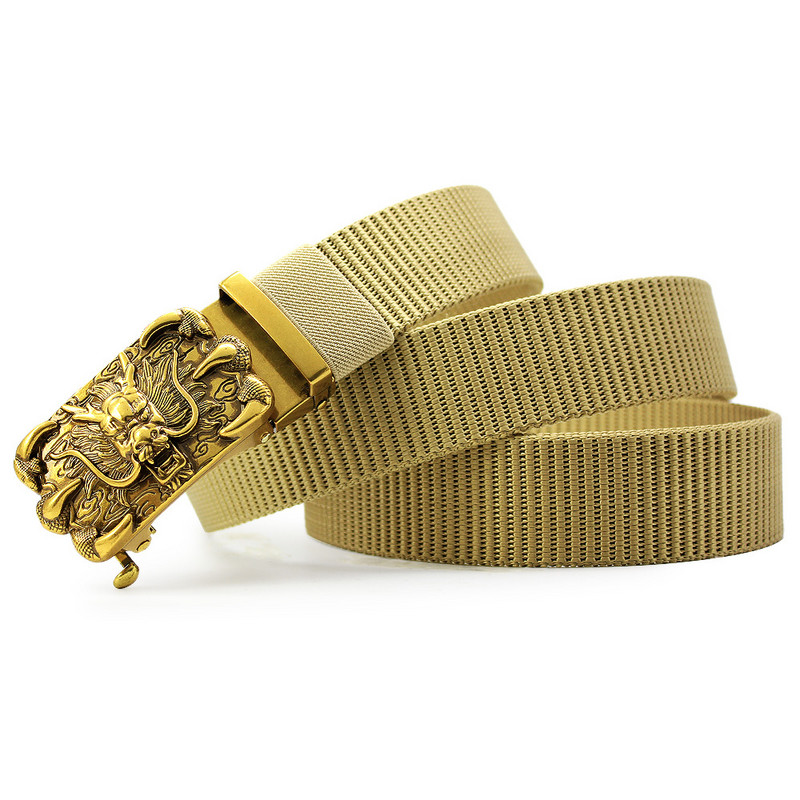 35 mm muški višenamjenski platneni najlonski remen Emblem orla za golf, prozračni, radni zmajevi remeni, automatska kopča 130 cm