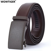 WOWTIGER Cureaua din piele de vacă maro 35mm pentru bărbați de înaltă calitate, marca masculină cu clichet, curele automate de lux Cinturones Hombre