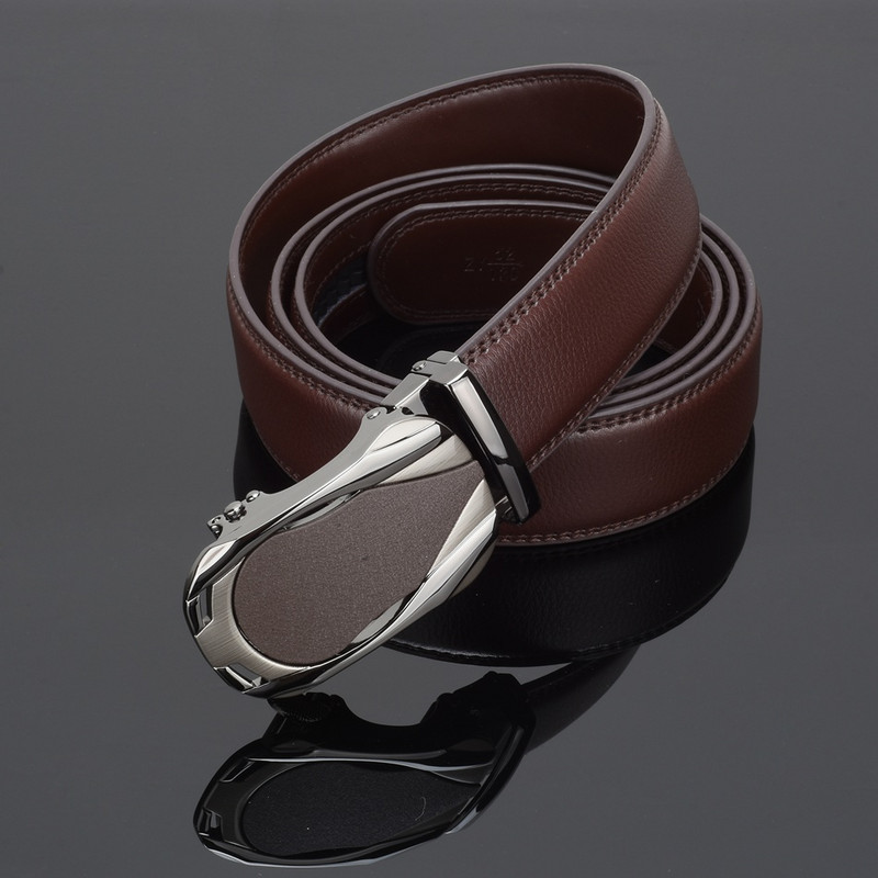 WOWTIGER Cureaua din piele de vacă maro 35mm pentru bărbați de înaltă calitate, marca masculină cu clichet, curele automate de lux Cinturones Hombre