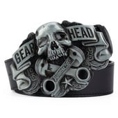 GEAR HEAD Ζώνη με πόρπη κρανίου για άντρες καουμπόη αξεσουάρ μόδας