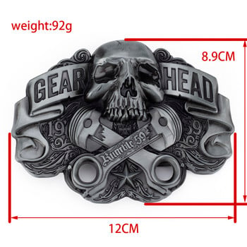 GEAR HEAD Ζώνη με πόρπη κρανίου για άντρες καουμπόη αξεσουάρ μόδας