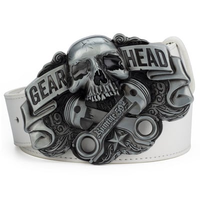GEAR HEAD Ζώνη με πόρπη κρανίου για άντρες καουμπόη αξεσουάρ μόδας