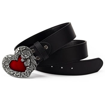 Red Hearts Big Head Belt Joker Fashion Leisure People Smooth Buckle Youth Cummerbund