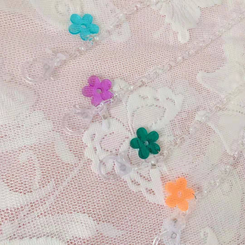 Novi Japan i Južna Koreja, mali svježi, prozirni akrilni lanac, cvjetni privjesak, maska, lanac uzica, lanac za naočale